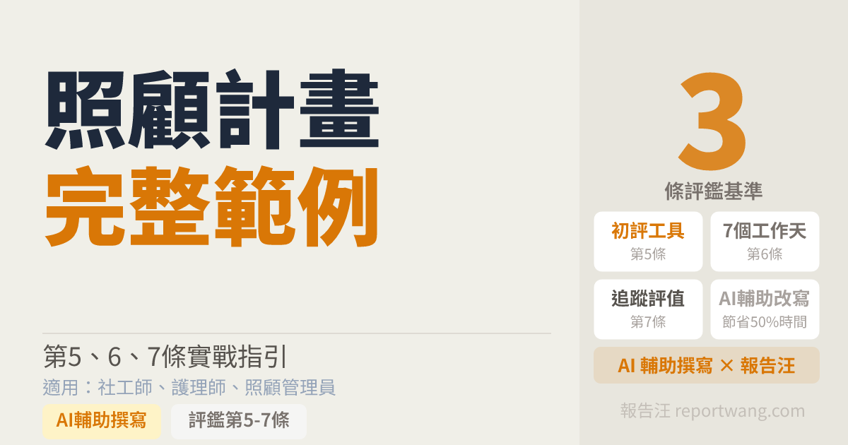 日照中心個別化照顧計畫範例｜115年初評複評一條龍｜報告汪｜報告汪