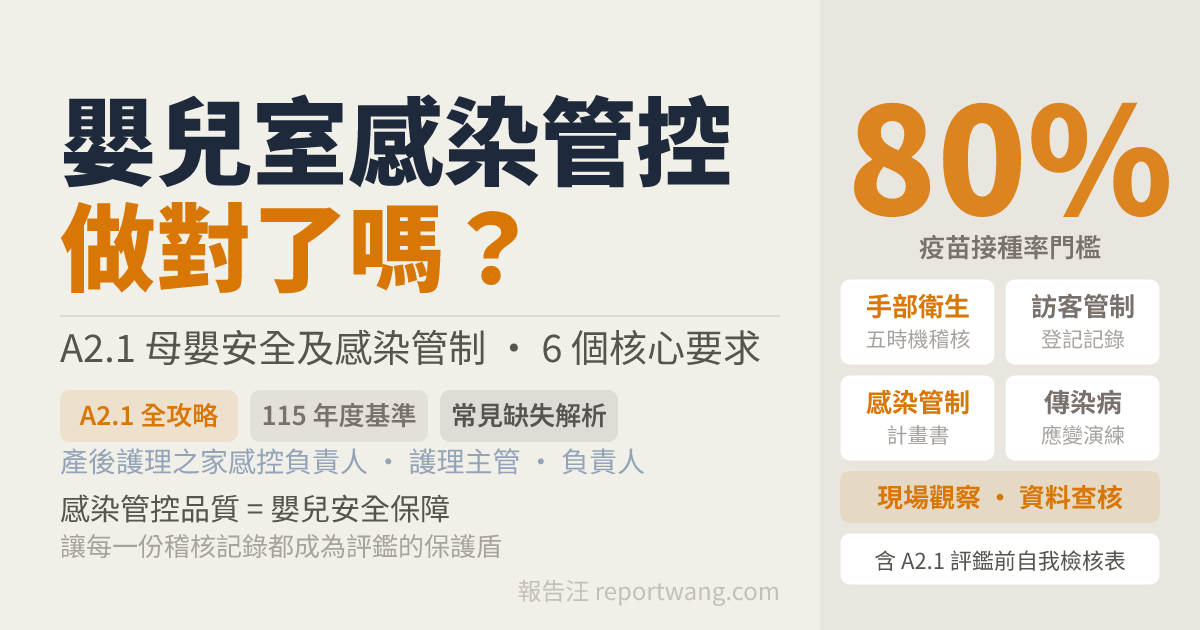 產後護理之家嬰兒室感染管控與 A2.1 評鑑攻略｜報告汪｜報告汪