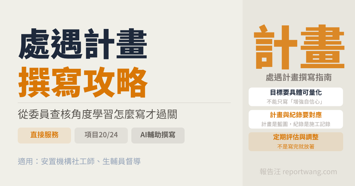 兒少安置機構處遇計畫撰寫攻略｜評鑑過關重點｜報告汪｜報告汪