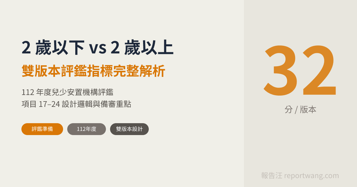兒少安置機構雙版本評鑑指標完整解析｜2歲以下vs2歲以上｜報告汪｜報告汪